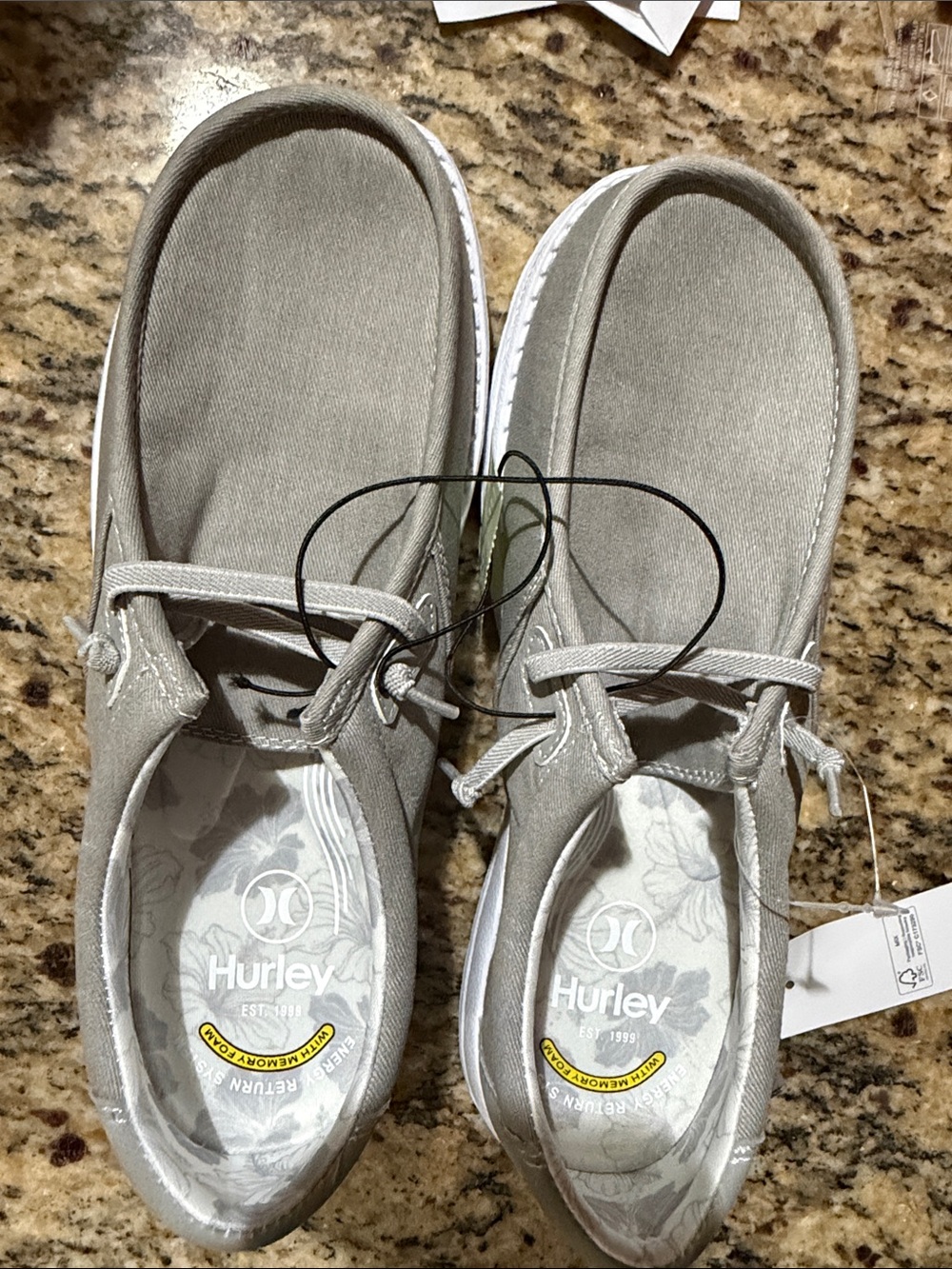Hurley WomensLight Grey Canvas Slip-On Sneakers